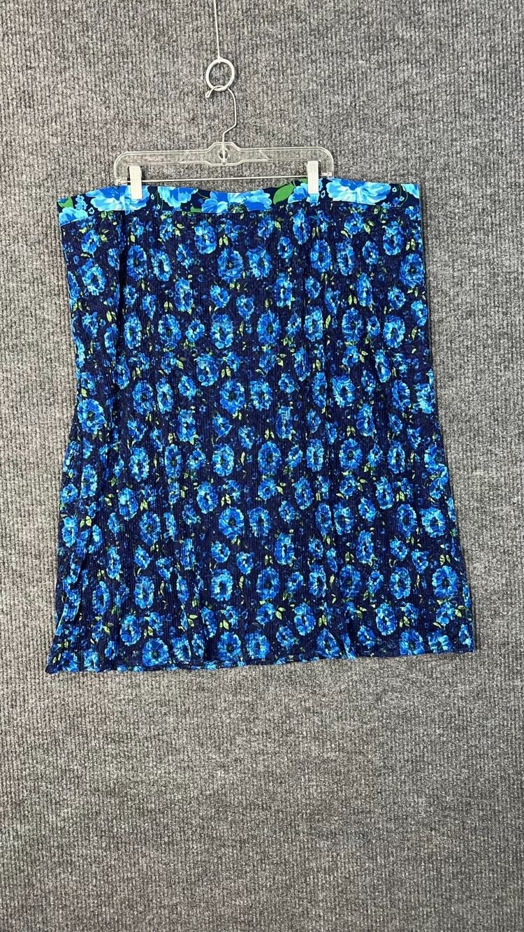 Isaac Mizrahi Skirt Womens 3X Midi Blue Floral Floral Lace Pleated Pull On
